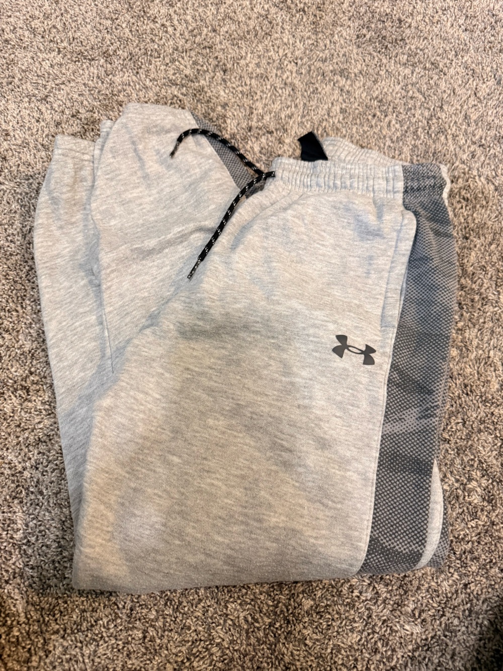 Under Armour Light Gray Sweatpants with Dark Gray Side Panels